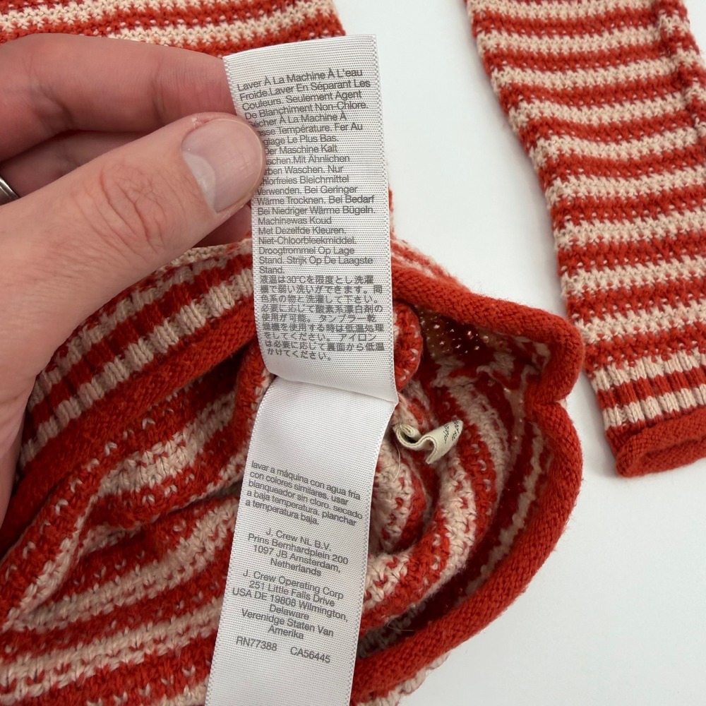 Madewell Women Red Cream Striped Crewneck Sweater Cotton Blend XXS‎ NB358 - Picture 4 of 12